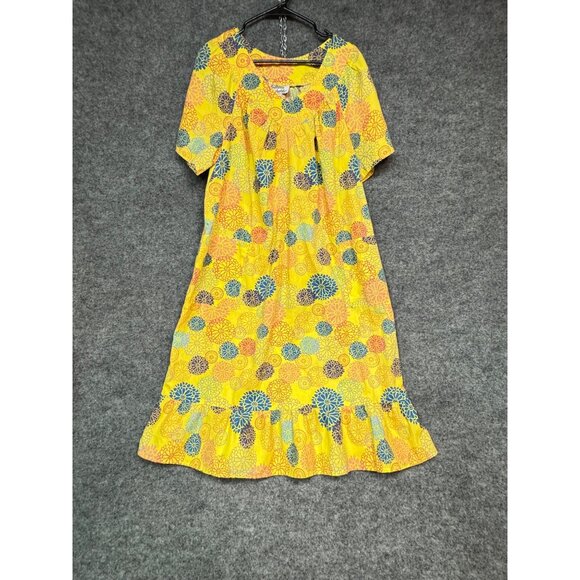 Anthony Richards Womens Nightgown Large Yellow  Floral  Cotton/Polyester Blend - Picture 5 of 15
